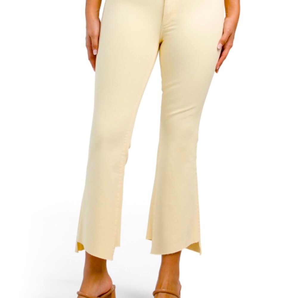 Dl1961 Bridget Boot High Rise Crop Pants Denim Yellow Frayed Hem 30 10 12 Nwt